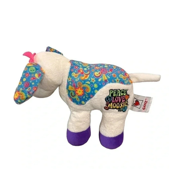 Ganz Webkinz Rockerz Cow Peace Love Moosic Multicolor Plush Cow **No Code** - Picture 2 of 9